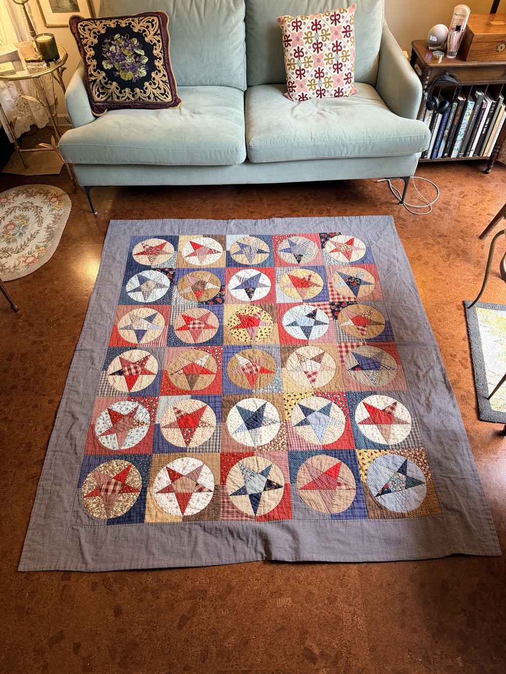 Vintage 100% cotton quilt throw 50" x 56"